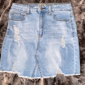 light blue jean skirt